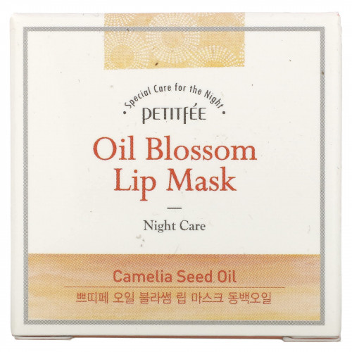 Petitfee, Oil Blossom, маска для губ, масло из семян камелии, 15 г