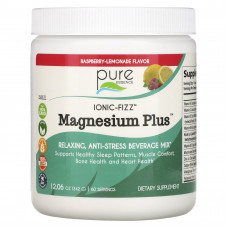 Pure Essence, Ionic-Fizz, Magnesium Plus, малиновый лимонад, 342 г (12,06 унции)