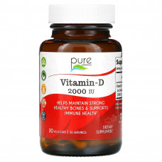 Pure Essence, витамин D, 2000 МЕ, 30 вегитарианских капсул