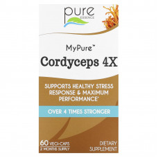 Pure Essence, MyPure, кордицепс 4X, 60 капсул в растительной оболочке