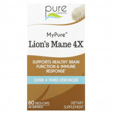 Pure Essence, MyPure, ежовик гребенчатый 4X, 60 растительных капсул