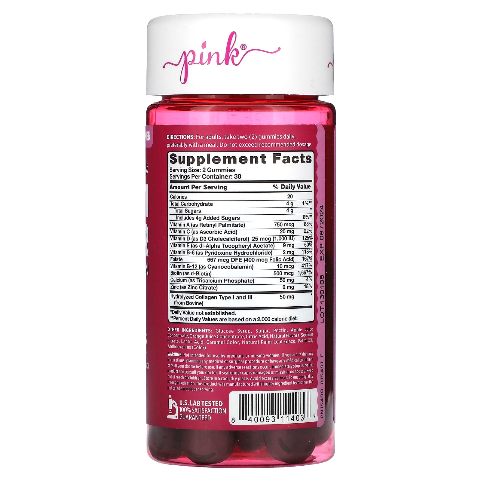 Pink, Simply Radiant Multi For Her + Collagen, ягодное ассорти, 60 жевательных таблеток