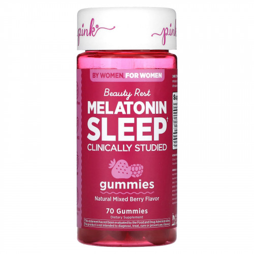 Pink, Beauty Rest Melatonin Sleep, натуральная ягодная смесь, 70 жевательных таблеток