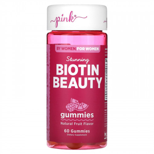 Pink, Потрясающая красота с биотином, натуральные фрукты, 60 жевательных таблеток