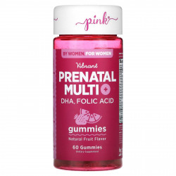 Pink, Vibrant Prenatal Multi + DHA, фолиевая кислота, натуральные фрукты, 60 жевательных таблеток