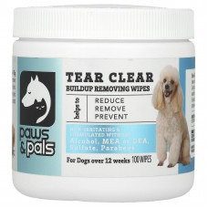 Paws & Pals, Tear Clear, салфетки для удаления загрязнений, для собак, 100 шт.