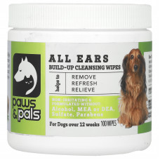 Paws & Pals, All Ears, салфетки для очистки волос, для собак, 100 шт.