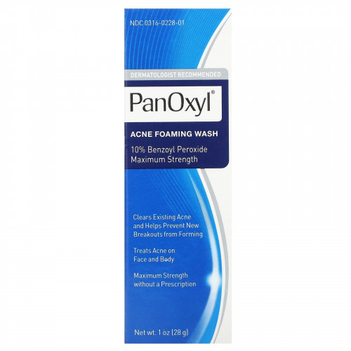 PanOxyl, Пенка для умывания от акне, максимальная сила действия, 28 г (1 унция)