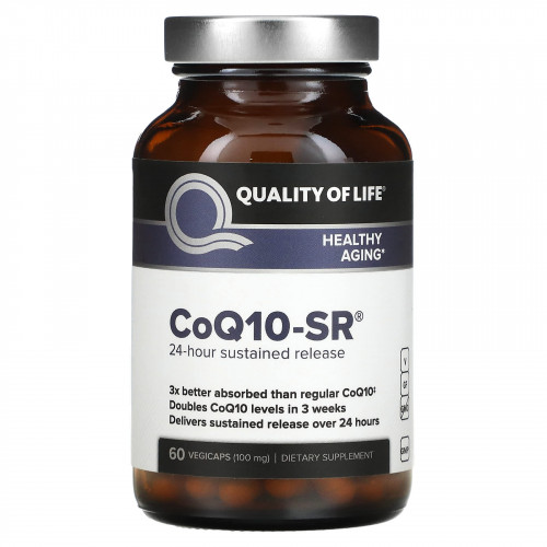 Quality of Life Labs, Коэнзим Q10 с замедленным высвобождением, 100 мг, 60 капсул в растительной оболочке
