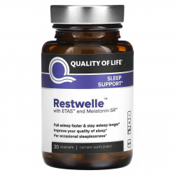 Quality of Life Labs, Restwelle с ETAS и мелатонином-SR, 30 растительных капсул