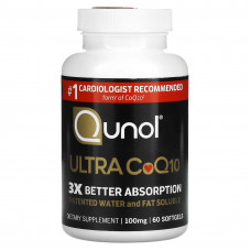 Qunol, коэнзим Q10 ультра, 100 мг, 60 капсул