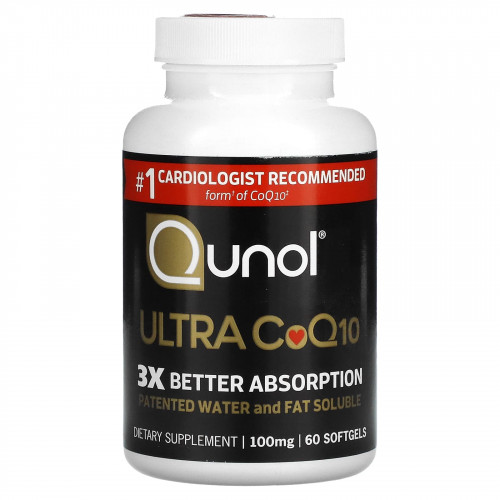 Qunol, коэнзим Q10 ультра, 100 мг, 60 капсул