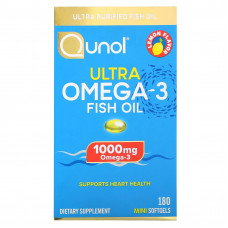 Qunol, Рыбий жир с омега-3 Ultra, лимон, 500 мг, 180 капсул