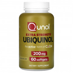 Qunol, Убихинол повышенной силы действия, 200 мг, 60 мягких таблеток