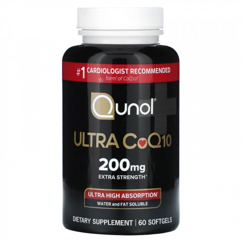 Qunol, Ultra CoQ10, дополнительная сила действия, 200 мг, 60 мягких таблеток
