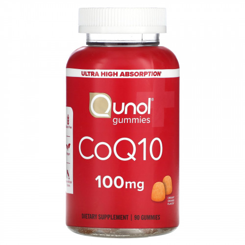 Qunol, Жевательные таблетки с коэнзимом Q10, кремовый апельсин, 50 мг, 90 жевательных таблеток