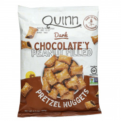 Quinn Snacks, Наггетсы с кренделем, темный шоколад с арахисовой начинкой, 184 г (6,5 унции)
