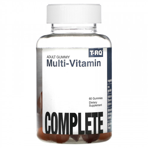 T-RQ, Жевательные мармеладки для взрослых, мультивитамины, полноценный комплекс, клубника, апельсин и вишня, 60 жевательных таблеток
