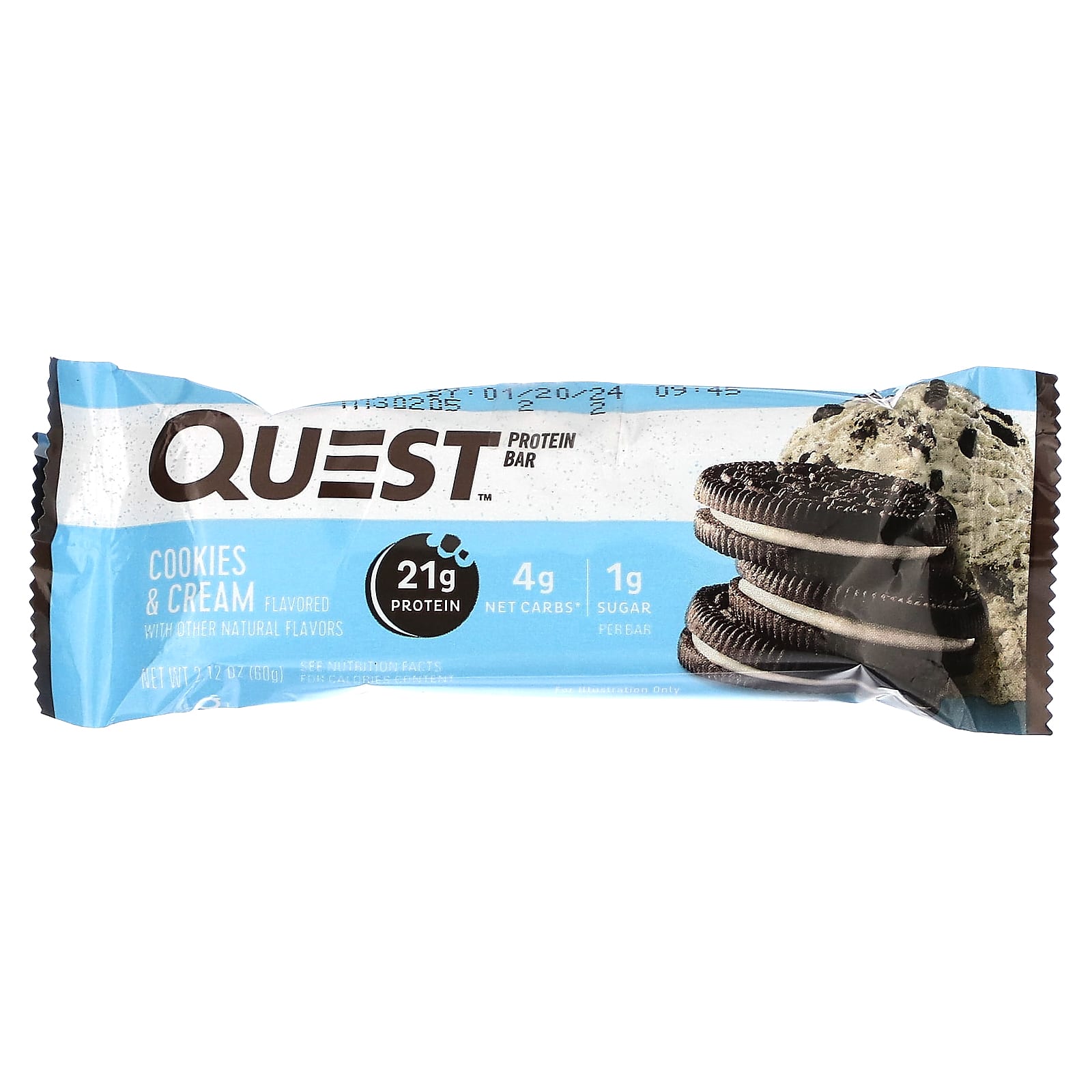 Quest Nutrition, протеиновый батончик, со вкусом печенья и сливок, 12 батончиков, 60 г (2,12 унции) каждый