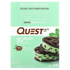 Quest Nutrition, протеиновый батончик, с кусочками мятного шоколада, 12 батончиков по 60 г (2,12 унции)