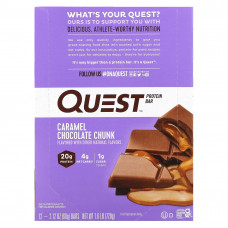 Quest Nutrition, протеиновый батончик, с кусочками карамели и шоколада, 12 батончиков, 60 г (2,12 унции) каждый