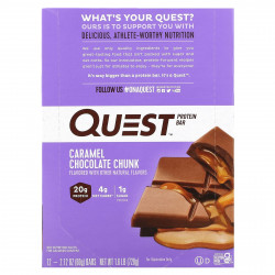 Quest Nutrition, протеиновый батончик, с кусочками карамели и шоколада, 12 батончиков, 60 г (2,12 унции) каждый