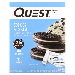 Quest Nutrition, Протеиновый батончик, печенье и крем, 4 батончика, 60 г (2,12 унции) каждый