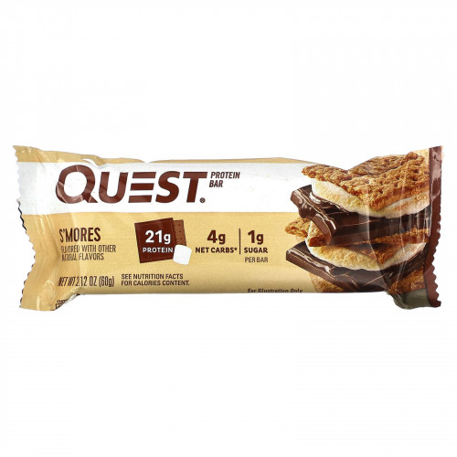 Quest Nutrition, Протеиновый батончик, S'Mores, 4 батончика, 60 г (2,12 унции) каждый