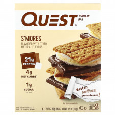 Quest Nutrition, Протеиновый батончик, S'Mores, 4 батончика, 60 г (2,12 унции) каждый
