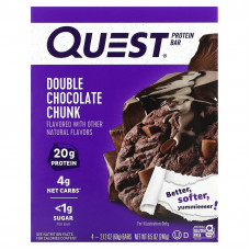 Quest Nutrition, Протеиновый батончик, двойные кусочки шоколада, 4 батончика, 60 г (2,12 унции)