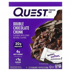 Quest Nutrition, Протеиновый батончик, двойные кусочки шоколада, 4 батончика, 60 г (2,12 унции)