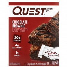 Quest Nutrition, Протеиновый батончик, шоколадный брауни, 4 батончика, 60 г (2,12 унции)