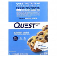 Quest Nutrition, протеиновый батончик, вкус кекса с голубикой, 12 батончиков по 60 г (2,12 унции)