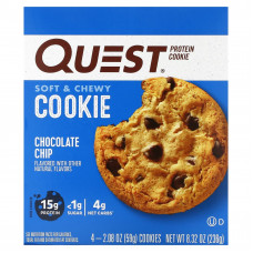 Quest Nutrition, Протеиновое печенье, шоколадная крошка, 4 пакетика, 59 г (2,08 унции)