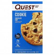 Quest Nutrition, протеиновое печенье, шоколадная крошка, 12 упаковок, 59 г (2,08 унции) каждая