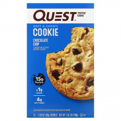Quest Nutrition, протеиновое печенье, шоколадная крошка, 12 упаковок, 59 г (2,08 унции) каждая