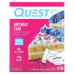 Quest Nutrition, Протеиновый батончик, праздничный торт, 4 батончика, 60 г (2,12 унции)