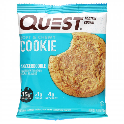 Quest Nutrition, протеиновое печенье, со вкусом печенья сникердудл, 12 шт по 58 г (2,04 унции)