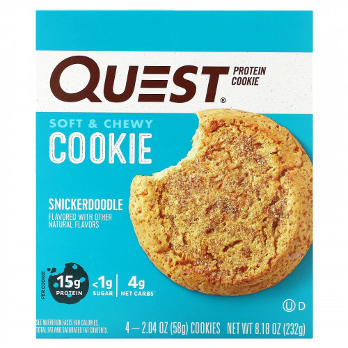 Quest Nutrition, Протеиновое печенье, Snickerdoodle, 4 пакетика, 58 г (2,04 унции)