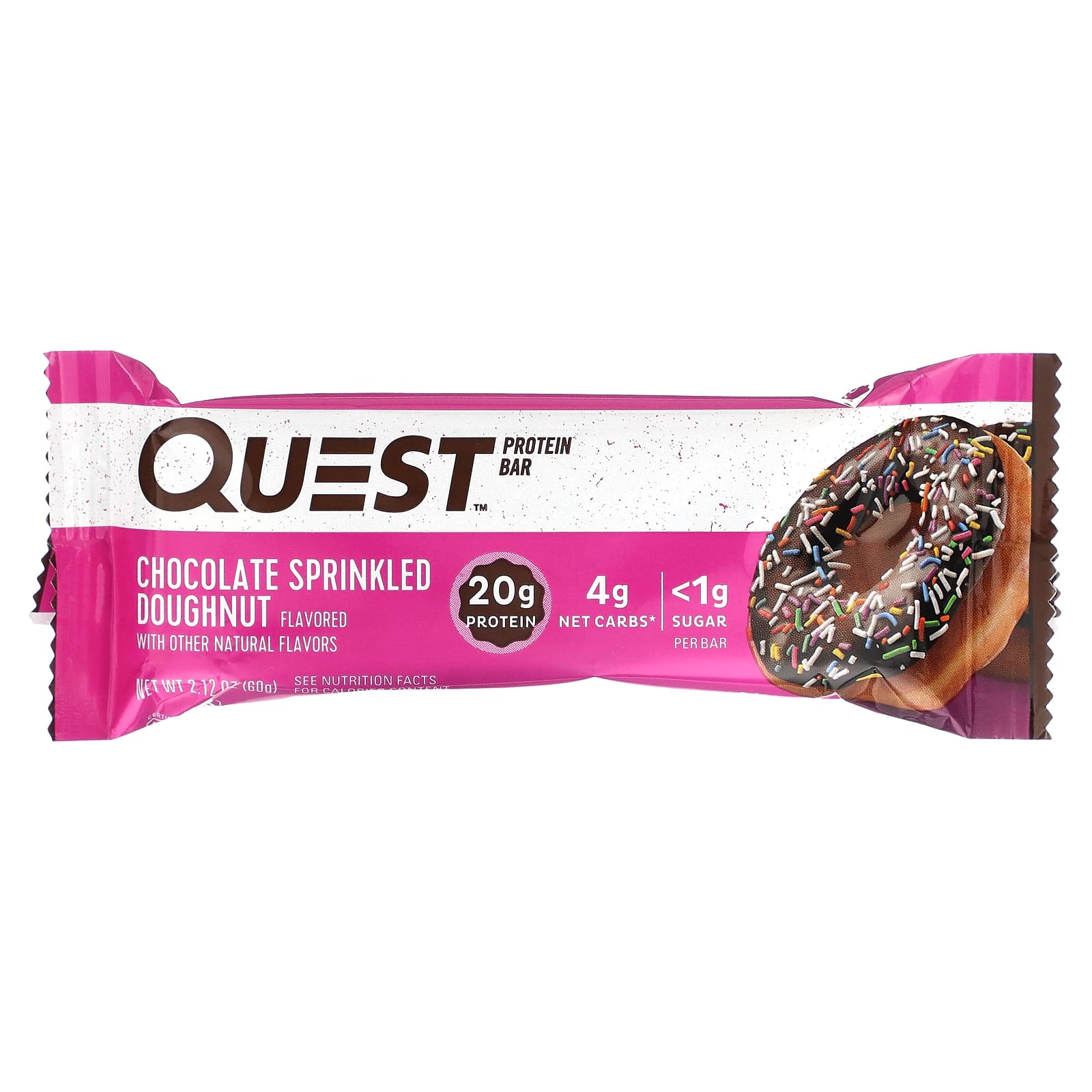 Quest Nutrition, протеиновый батончик, со вкусом шоколадного пончика, 12 батончиков, 60 г (2,12 унции) каждый