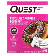Quest Nutrition, Протеиновый батончик, пончик в шоколаде, 4 батончика по 60 г (2,12 унции)