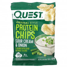 Quest Nutrition, Протеиновые чипсы Original Style, сметана и лук, 8 пакетиков по 32 г (1,1 унции)