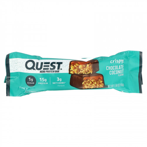 Quest Nutrition, Hero Protein Bar, хрустящий шоколад с кокосом, 12 батончиков, 55 г (1,94 унции)
