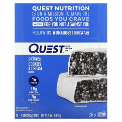 Quest Nutrition, Протеиновый батончик, печенье и крем, 12 батончиков, 52 г (1,83 унции)