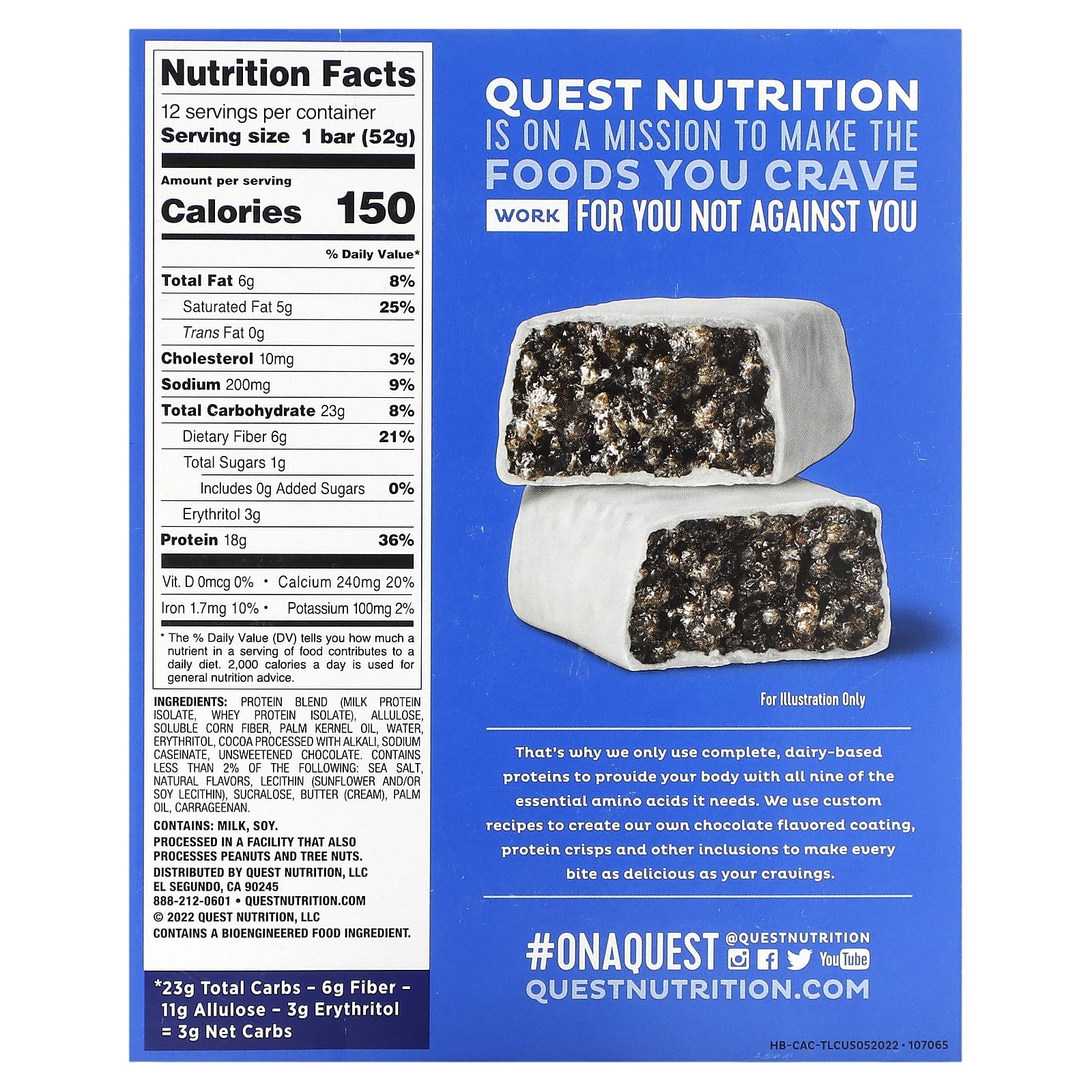 Quest Nutrition, Протеиновый батончик, печенье и крем, 12 батончиков, 52 г (1,83 унции)