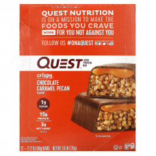 Quest Nutrition, Hero Protein Bar, хрустящий шоколад с карамелью и пеканом, 12 батончиков, 60 г (2,12 унции)