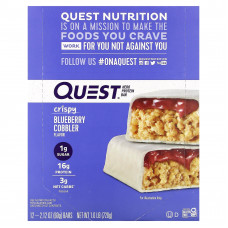 Quest Nutrition, протеиновый батончик, хрустящий пирог с голубикой, 12 батончиков по 60 г (2,12 унции)
