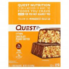 Quest Nutrition, Hero Protein Bar, хрустящий шоколад с арахисовой пастой, 12 батончиков по 54 г (1,9 унции)