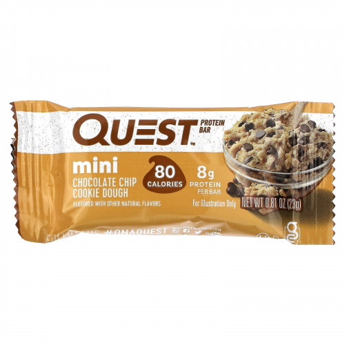 Quest Nutrition, протеиновые мини-батончики с шоколадной крошкой и вкусом печенья, 14 батончиков по 23 г (0,81 унции) каждый