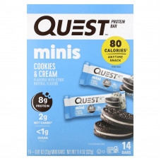 Quest Nutrition, протеиновый мини-батончик, со вкусом печенья и сливок, 14 батончиков, по 23 г (0,81 унции) каждый